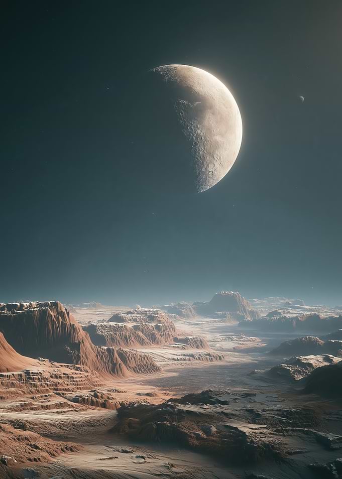 Alien Moonscape with Celestial Bodies