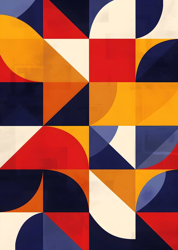 Geometric Abstract Art with Primary Colors