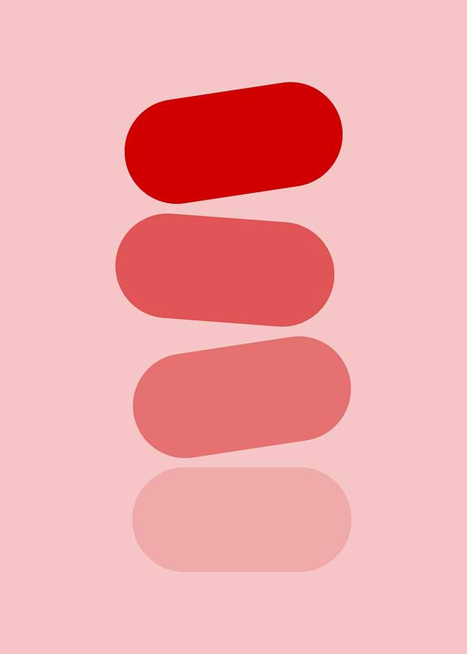 Stacked Rounded Rectangles in Gradient Red