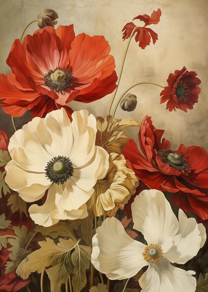 Vibrant Poppy Floral Art