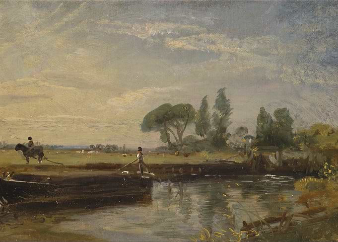 Canal scene with horse and barge