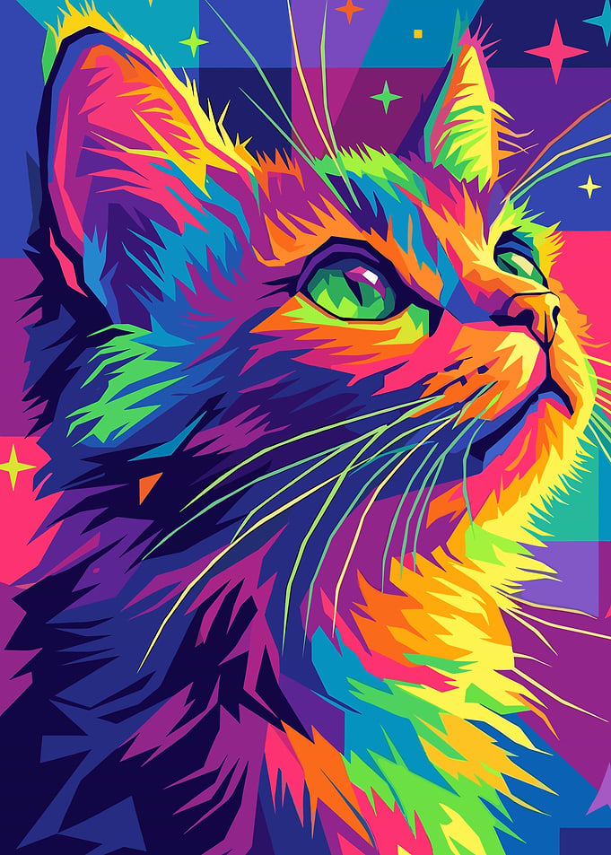 Colorful Cat Portrait