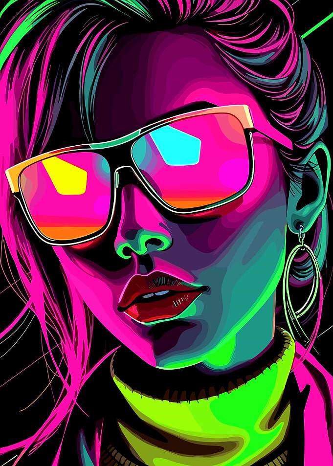 Vibrant Portrait of a Woman in Sunglasses