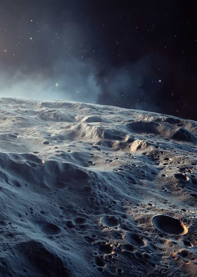 Moon Surface with Starry Sky