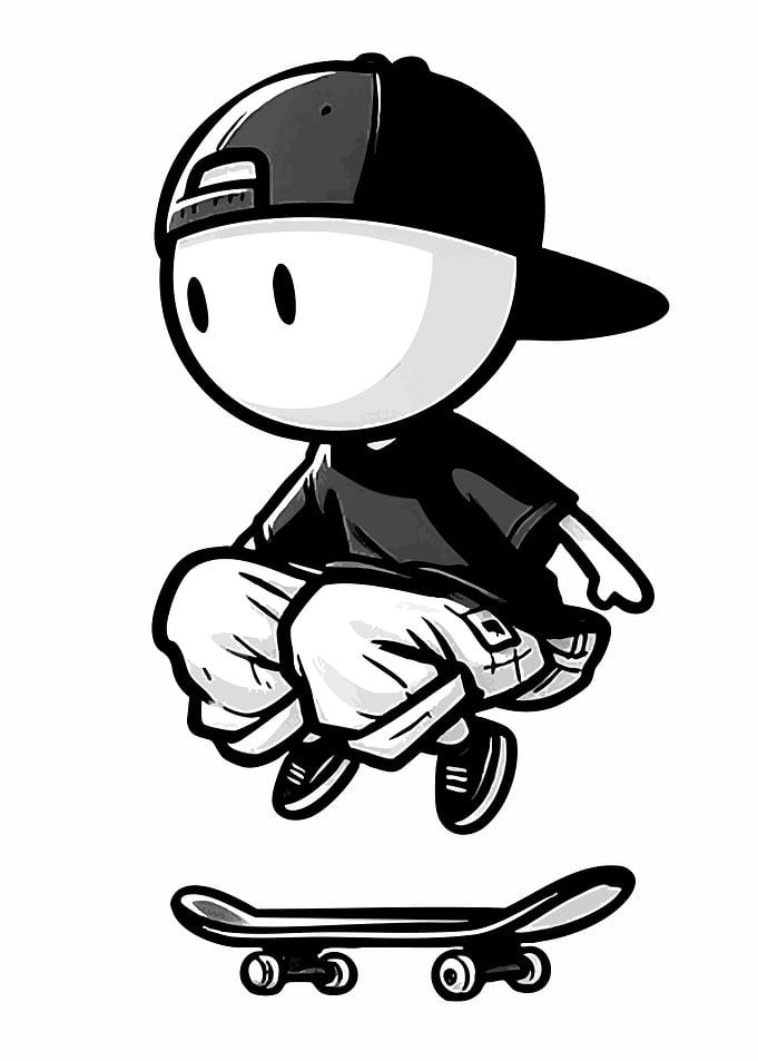 Skater Kid Jumping with Skateboard