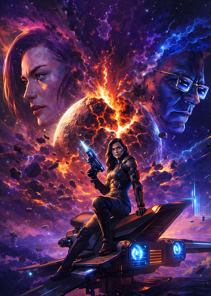 Sci-fi warrior in space
