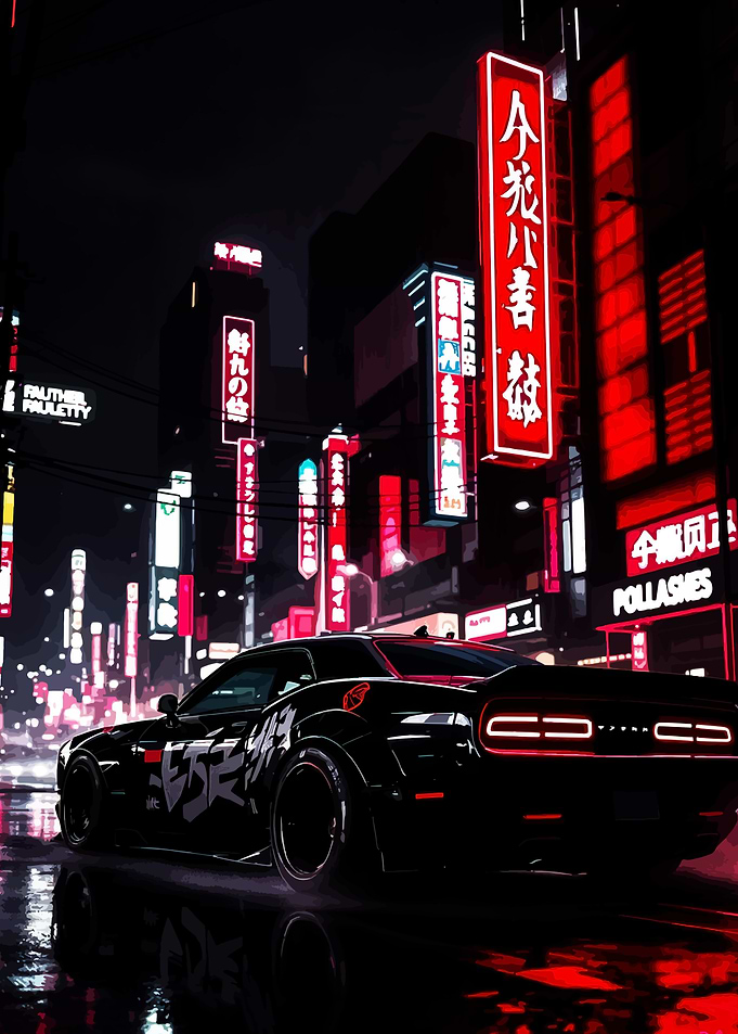 Cyberpunk Sleek Car in Neon City