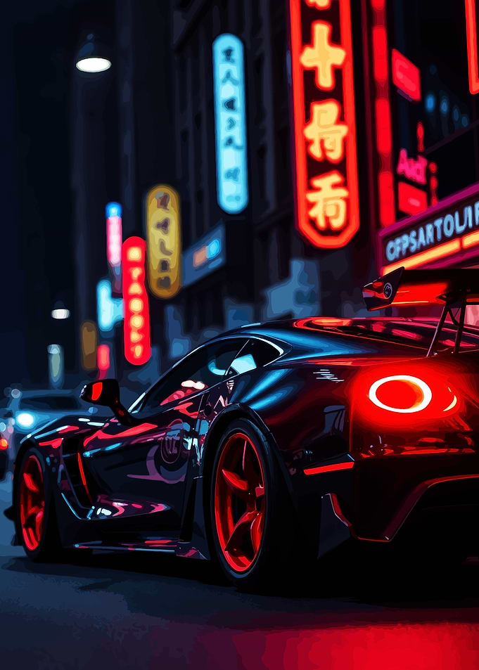 Cyberpunk Car in Neon City