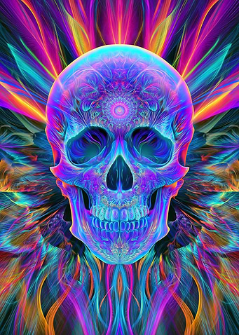 Psychedelic Skull with Fractal Aura