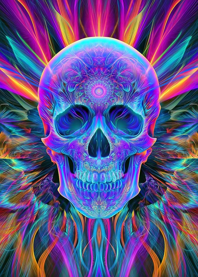 Psychedelic Skull with Fractal Aura