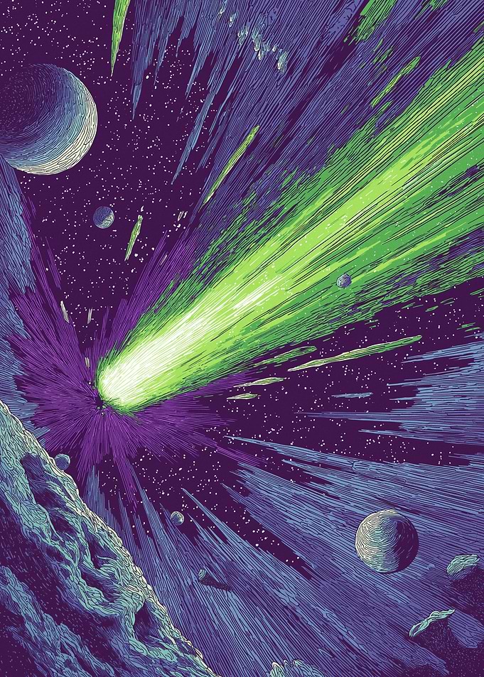 Comet Streaking Through Space
