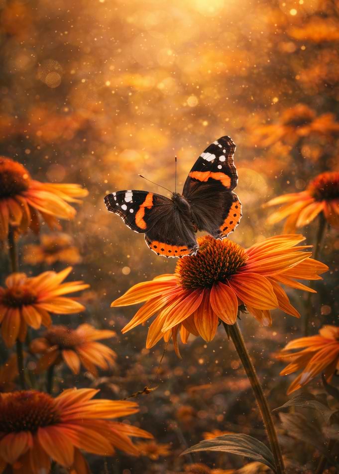 Butterfly on an orange flower