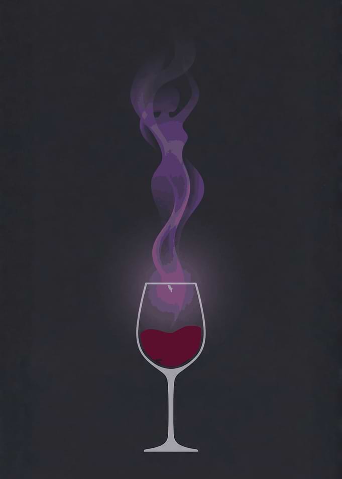 Minimalist Wine Glass Smoke Woman