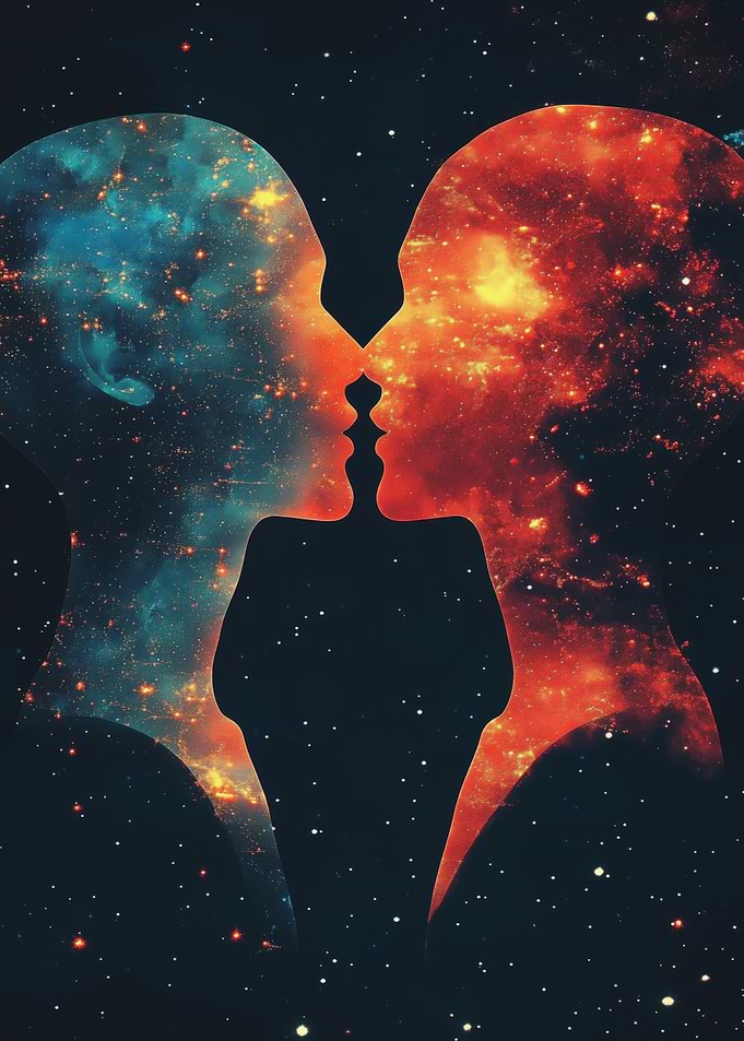 Cosmic Couple Silhouette Zodiac