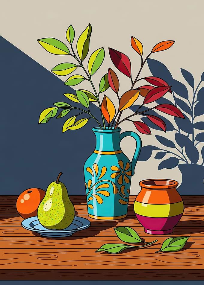 Still Life with Fruit and Vases