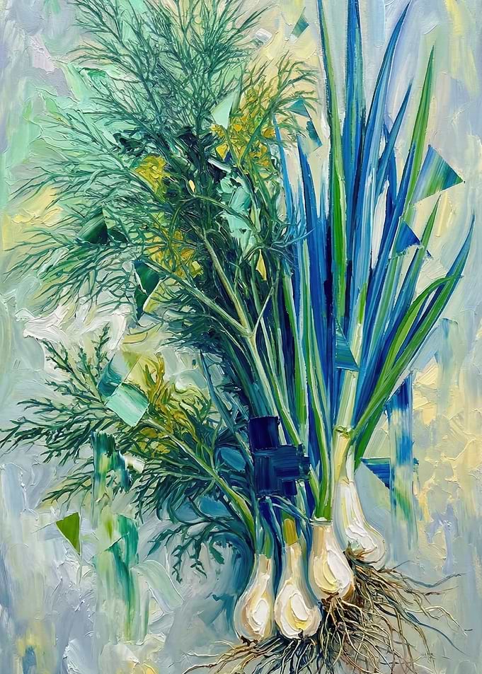 Still Life of Dill and Scallions