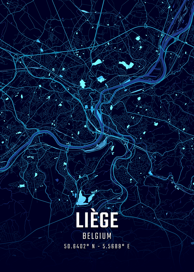 Liège Midnight City Map