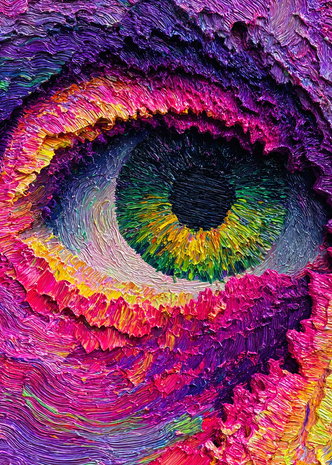 Colorful Abstract Eye Impasto Painting
