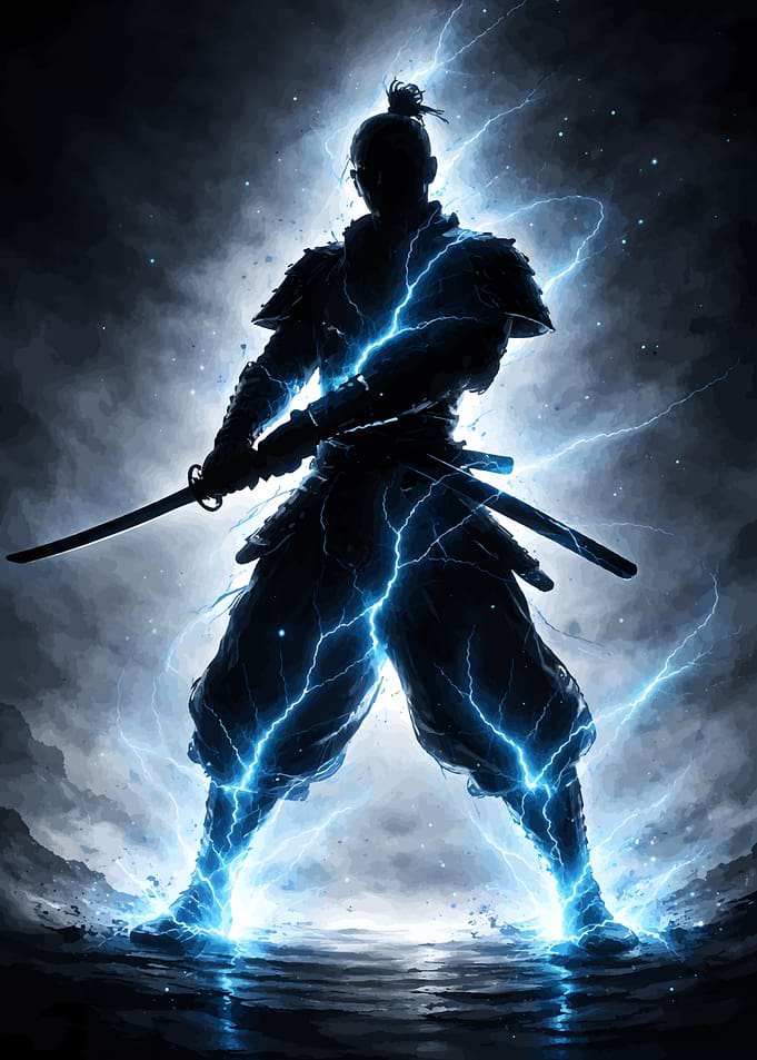 Samurai Warrior with Lightning Power
