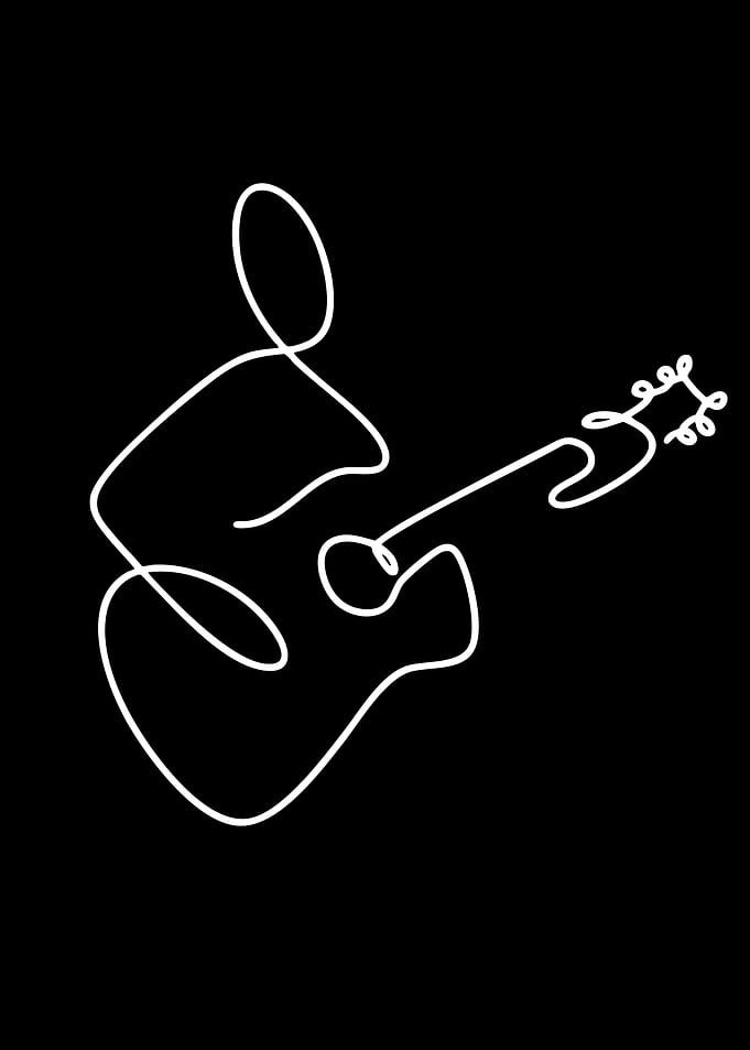 Minimalist Guitar Line Art