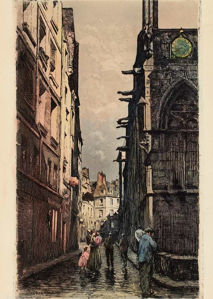 Rainy Parisian Street Scene