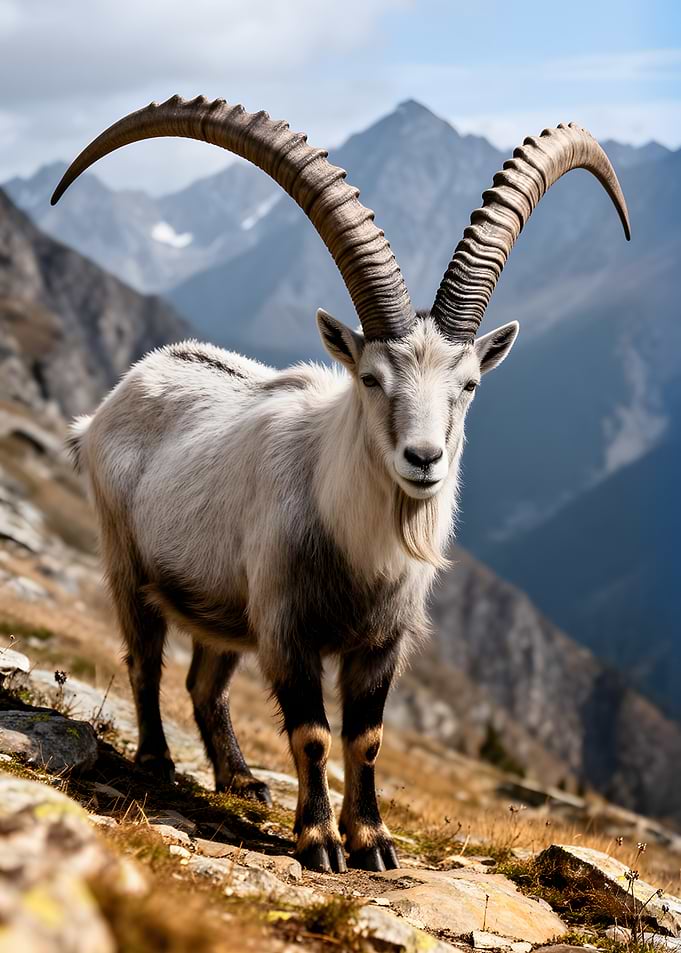 Alpine Ibex in Mountains
