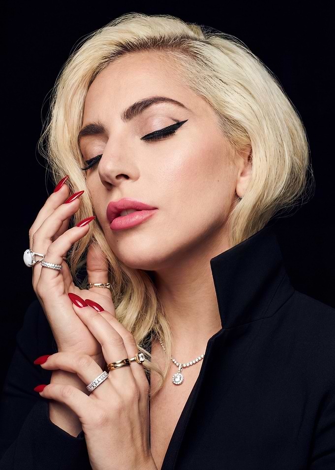 Lady Gaga in Black Blazer with Jewelry