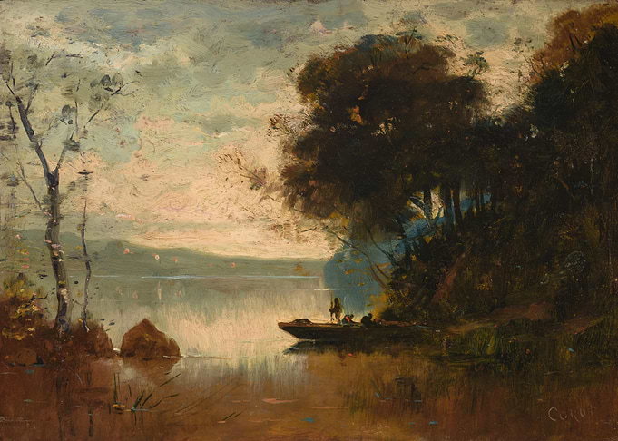 Boating scene on a tranquil lake