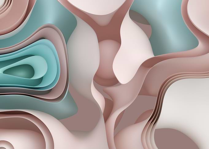 Modern Abstract Wall Art in Teal, Blush and Cream