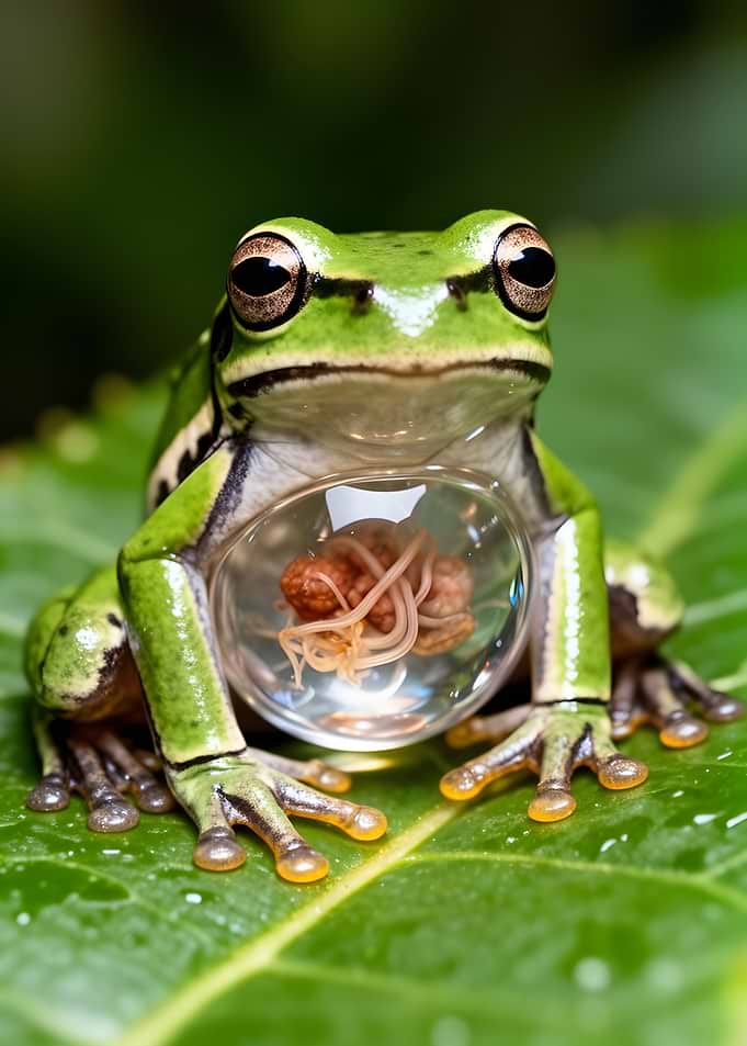Green Tree Frog with Parasites