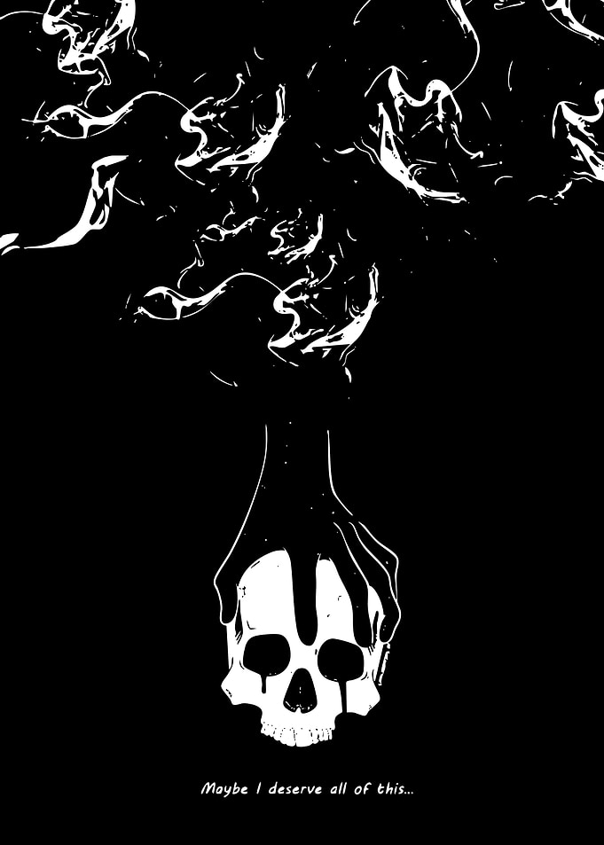 Dark Hand Holding a Skull