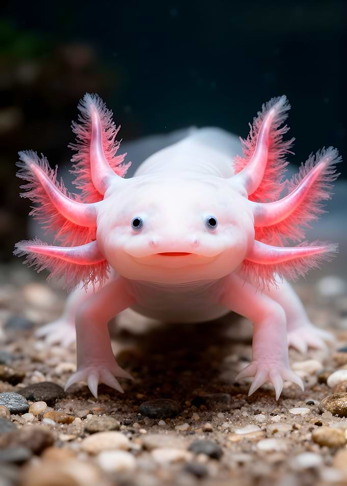 Cute Axolotl with Pink Gills