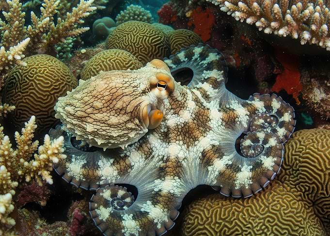 Octopus on Coral Reef