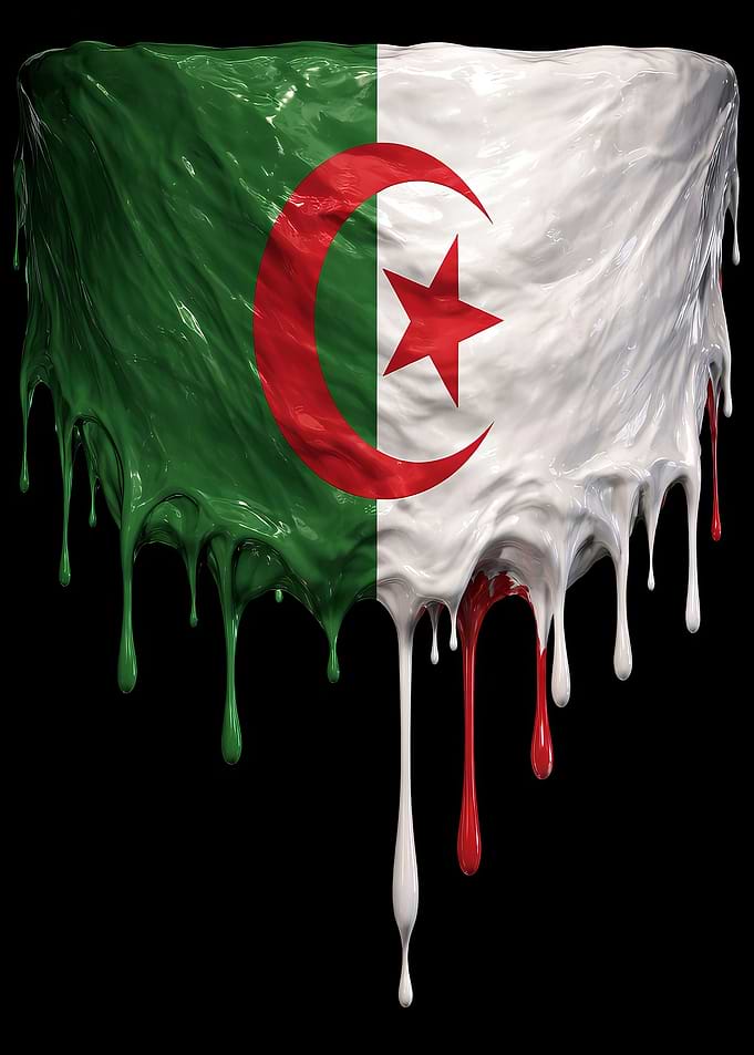 Algerian Flag Dripping Paint