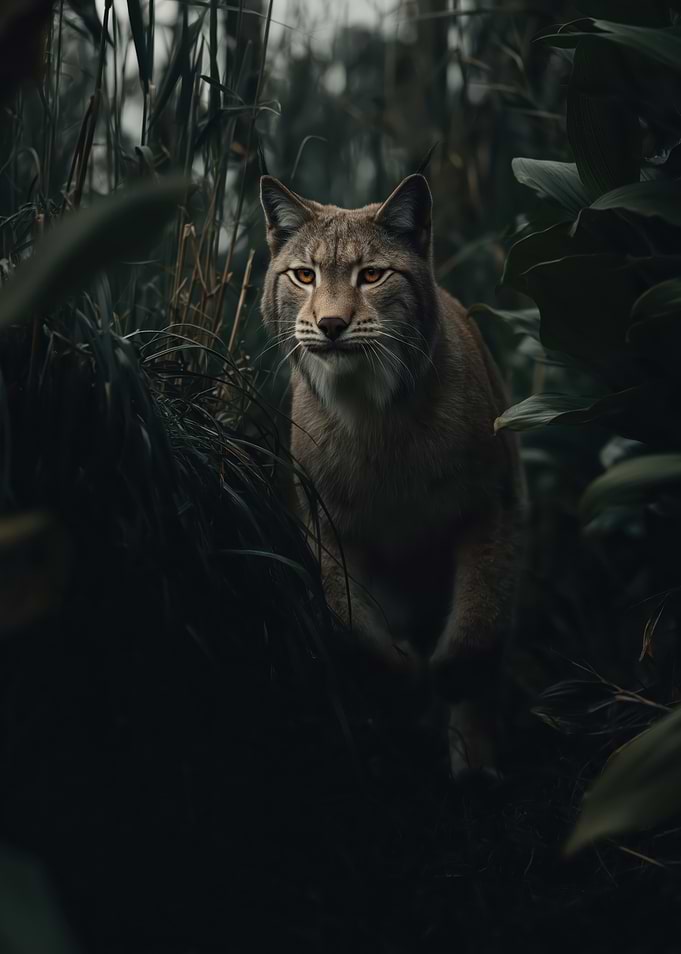 Lynx in dense foliage
