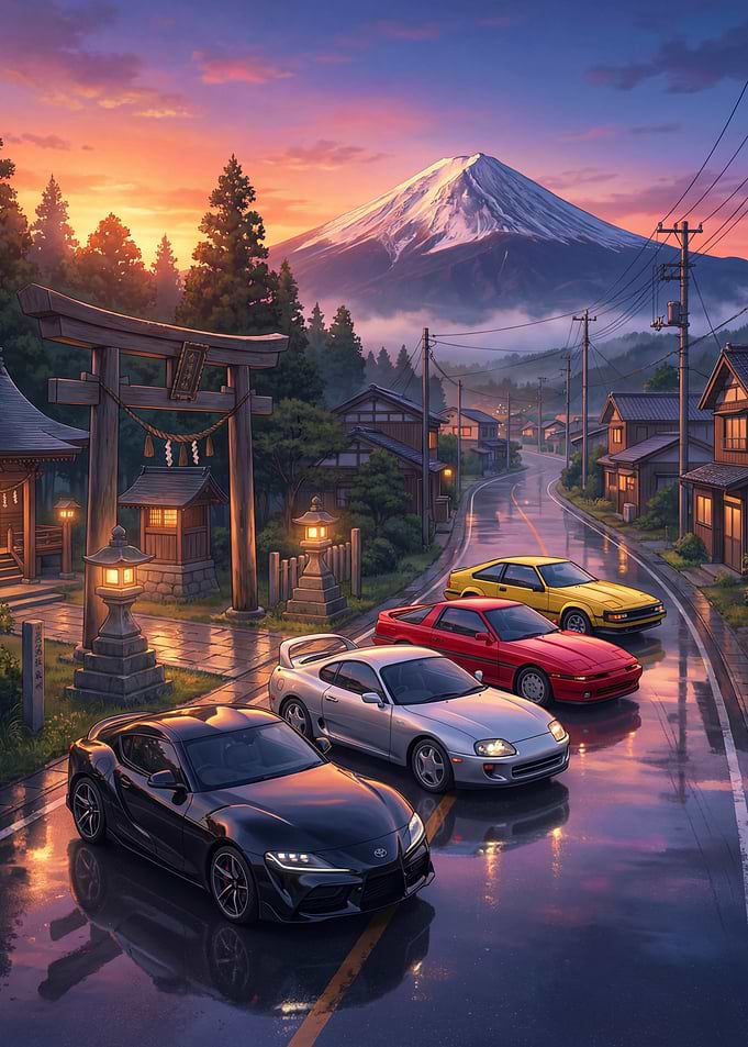 Japanese Car Sunset Anime