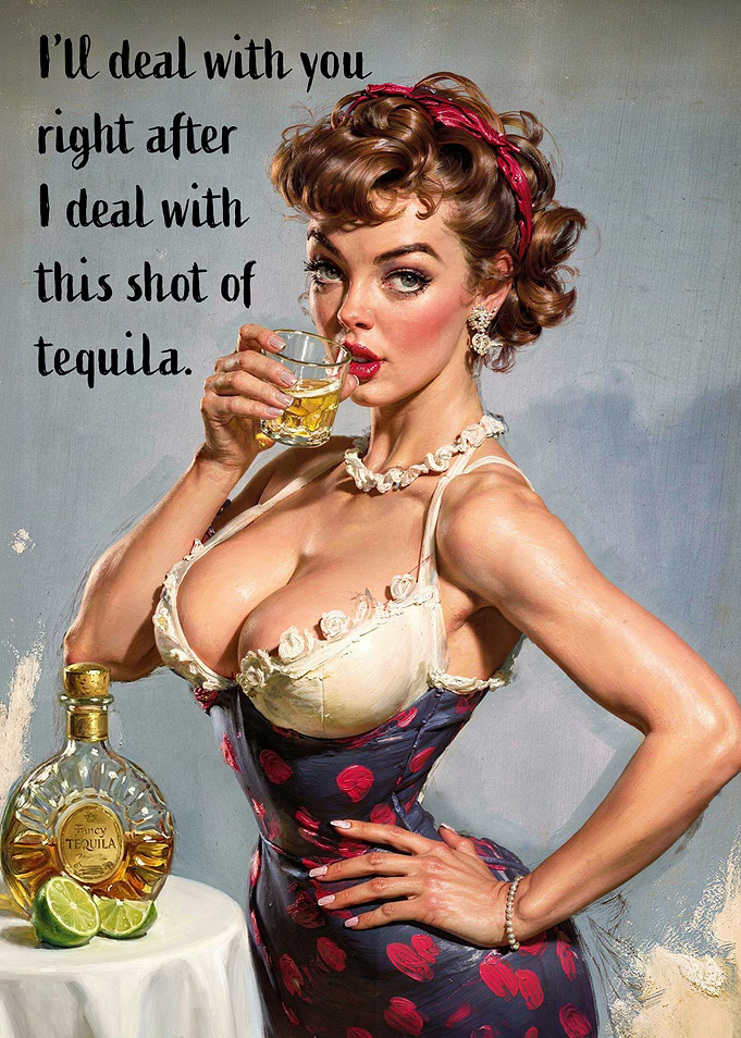 Woman drinking tequila