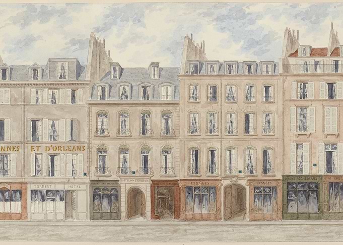 Parisian Street Scene Watercolor