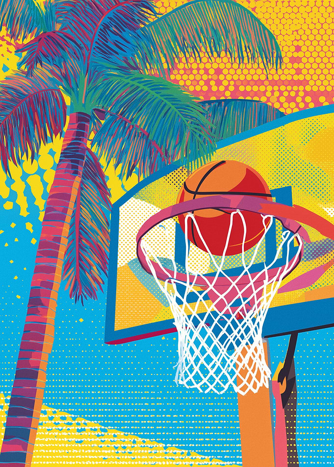 Tropical Basketball Scene