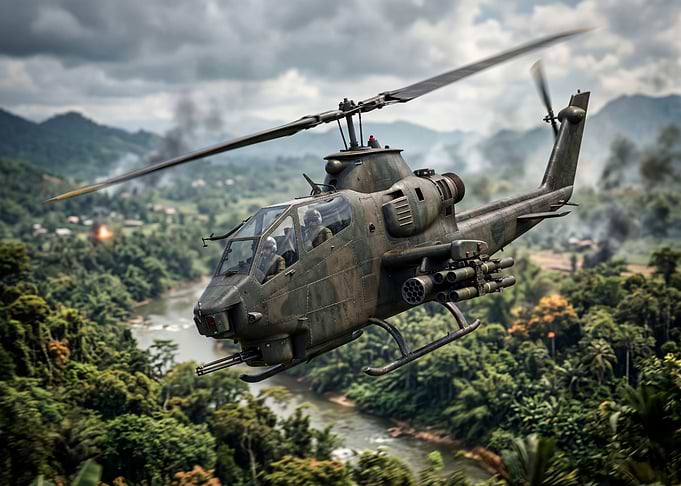Attack Helicopter in Jungle Combat