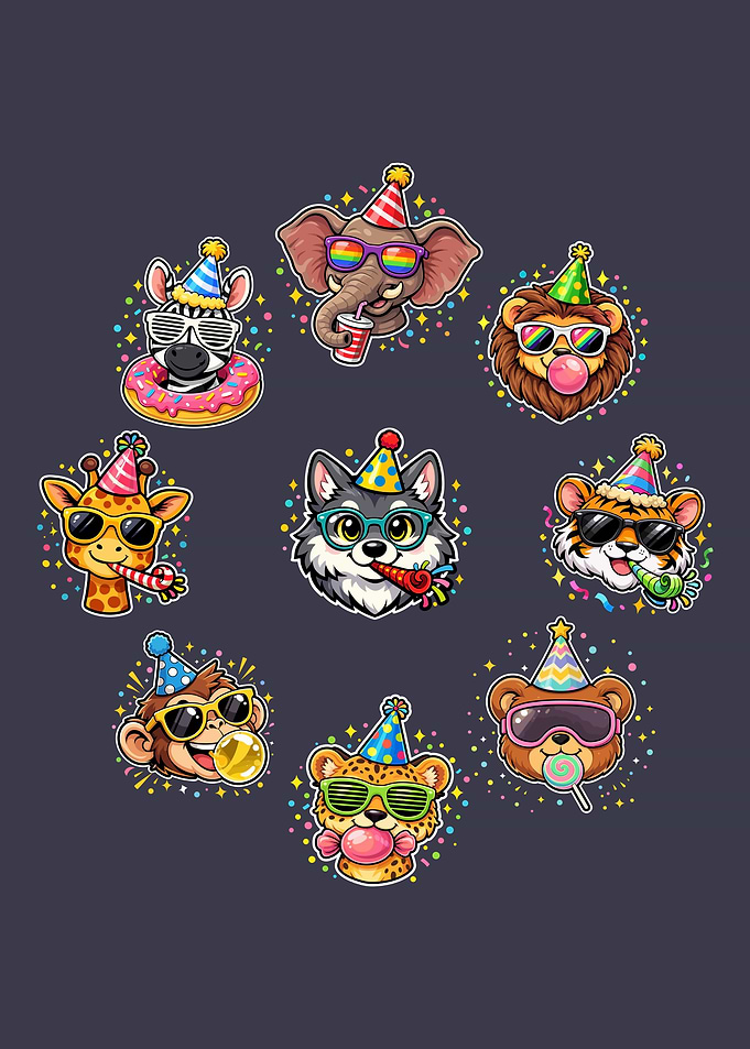 Cute Animals Celebrating a Birthday