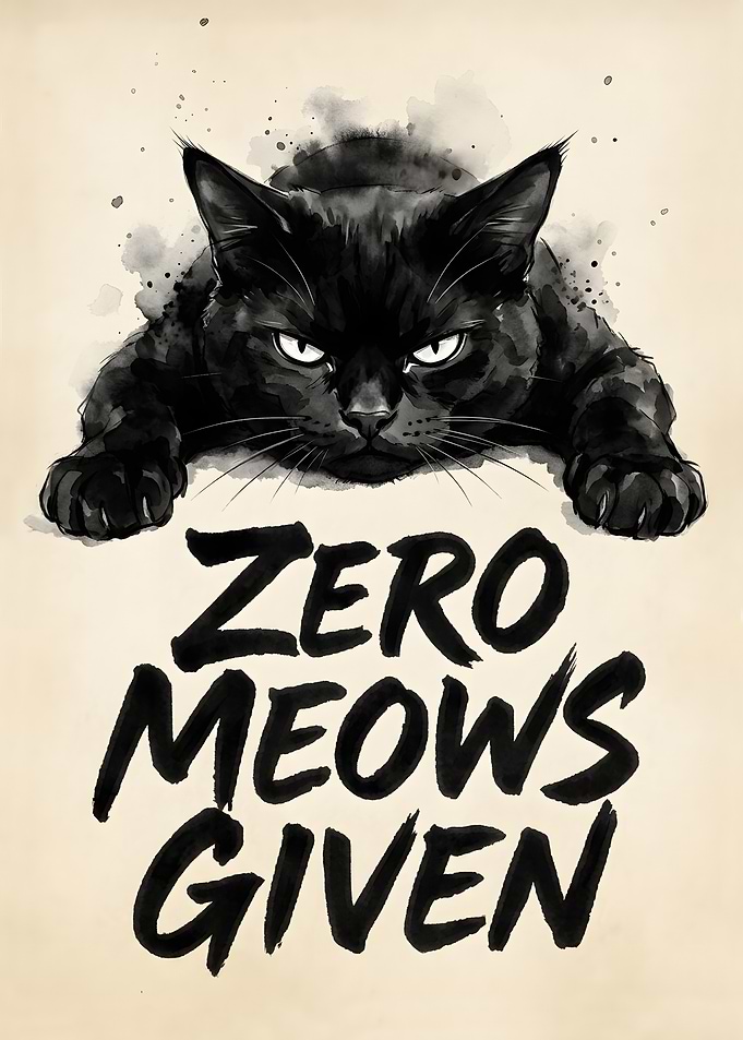 Black Cat Zero Meows Given