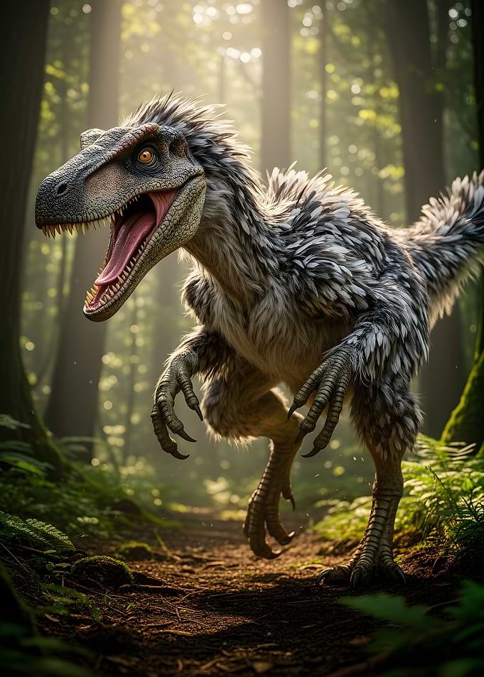 Feathered Dinosaur in Forest