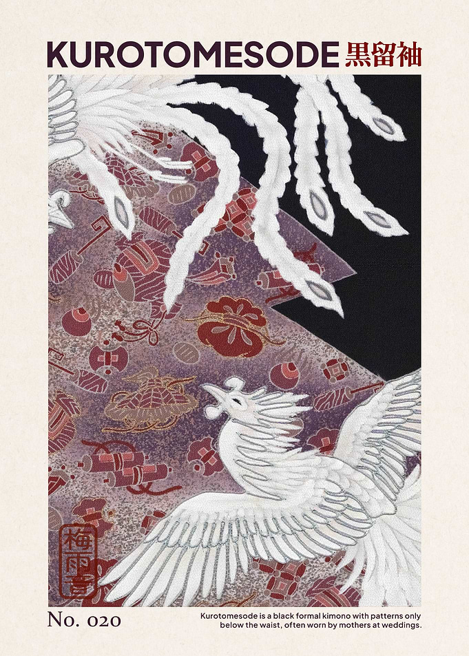 Traditional Japanese Kimono Phoenix Pattern Skan