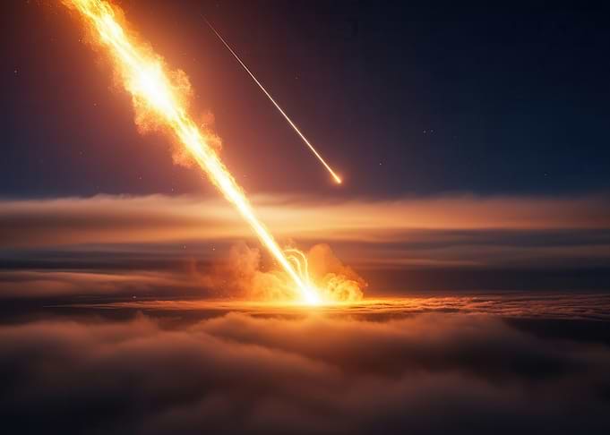 Meteor Shower Over Clouds