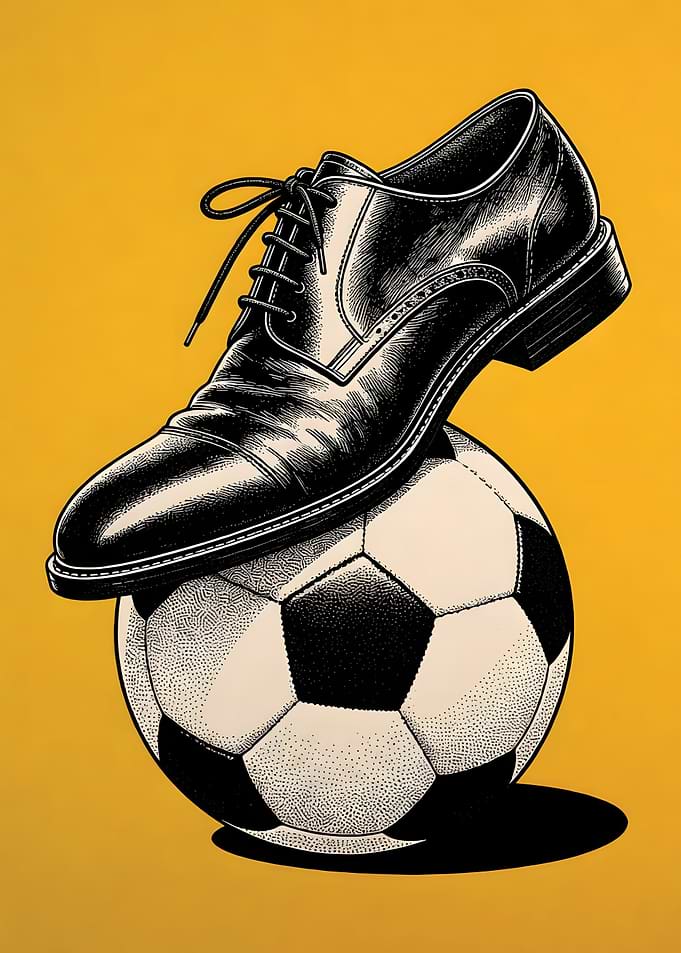 Dress Shoe on Soccer Ball