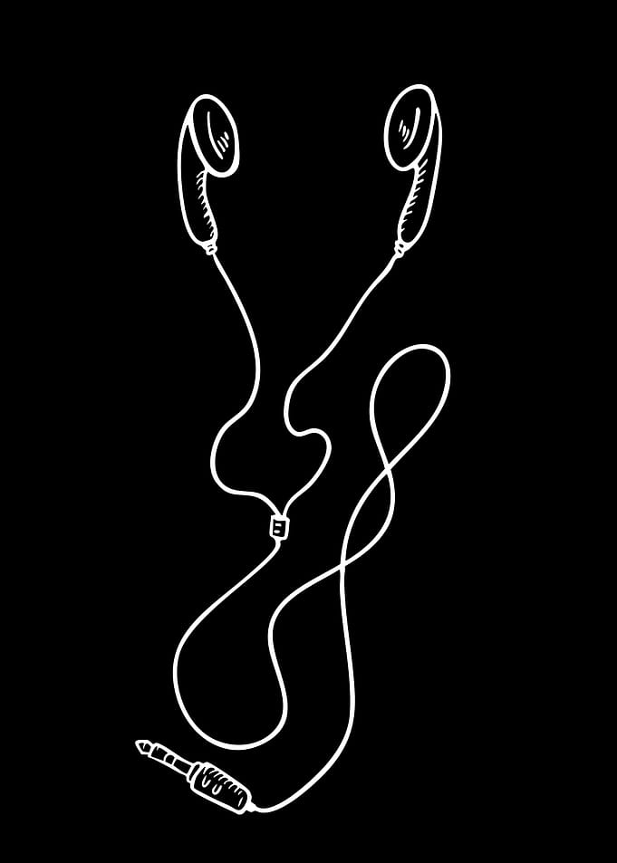 White Earbuds on Black Background