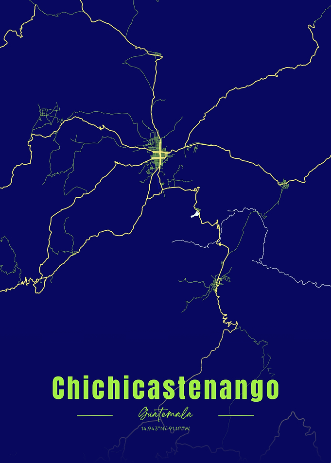 Chichicastenango Guatemala Map Art