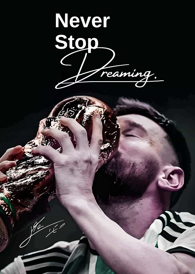 Lionel Messi with World Cup Trophy