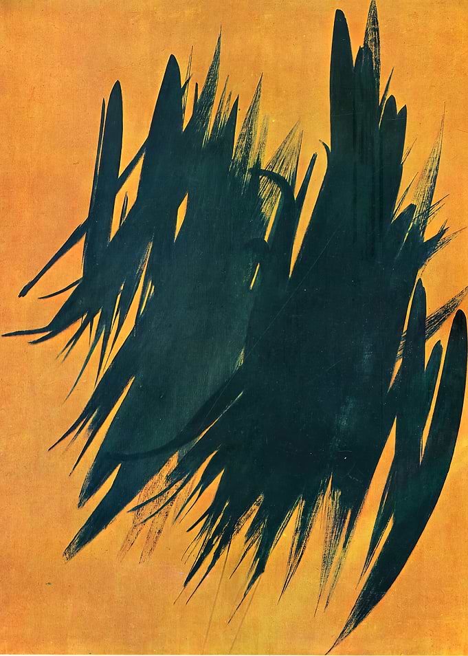 Abstract Dark Brush Strokes on Orange Background